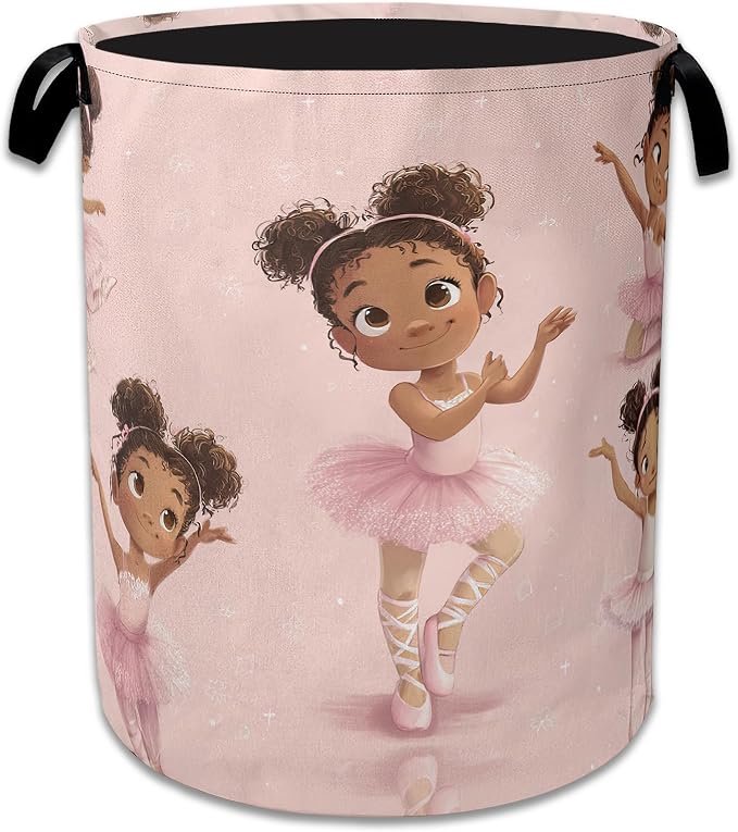 Ballet Girl Laundry Basket Collapsible Laundry Hamper Oxford Storage Bin for Clothes Storage, Organizer, Books and Sundries 16" X 20.8" by NSMNSM