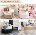 INDRESSME XXXLarge Woven Wicker Blanket Basket Living Room White Jute, 90L - Image 9