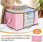 Fab totes 3 Pack Storage Bags for Clothes Blanket Storage Bins with Lids | Foldable Closet Organizers with Zippers,Window and Handles,Fabric Storage Bins for Sweater,Comforter,Bedding,Dorm essentials - Image 2