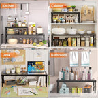 HI NINGER Expandable adjustable stackable kitchen organizer,Spice Racks,Counter Shelf for Cabinets,Small Cupboard Organizers,Heavy Duty Metal Pantry Storage Shelves Racks for kitchen,cabinet - Image 9
