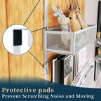 Consumest Over The Door Hooks Organizer - 3 Tier Door Hanger with 9 Coat Hooks & 2 Mesh Basket, Back Storage Organizer Hanging Towels for Bathroom, Bedroom, Silver - Image 3