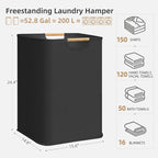 STORAGE MANIAC 2-Pack Large Laundry Hamper, 100L (26.4 Gal) Collapsible Laundry Basket with Bamboo Handles, Freestanding Waterproof Clothes Hamper for Bedroom, Dorm, Towels, Black+White - Image 4