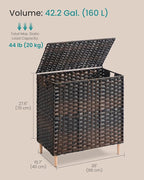 SONGMICS 3-Section Laundry Hamper with Lid, PE Rattan, 42 Gallons (160 L) - Image 7