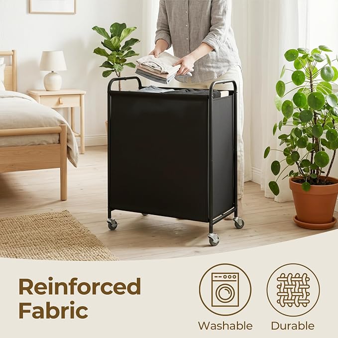 GRANNY SAYS 2 Section Laundry Sorter, 130L Large Hamper Basket with Wheels - Image 4