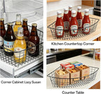 2 Pack 1/4 Wedge Metal Lazy Susan Organizer Baskets with Handles - Image 7