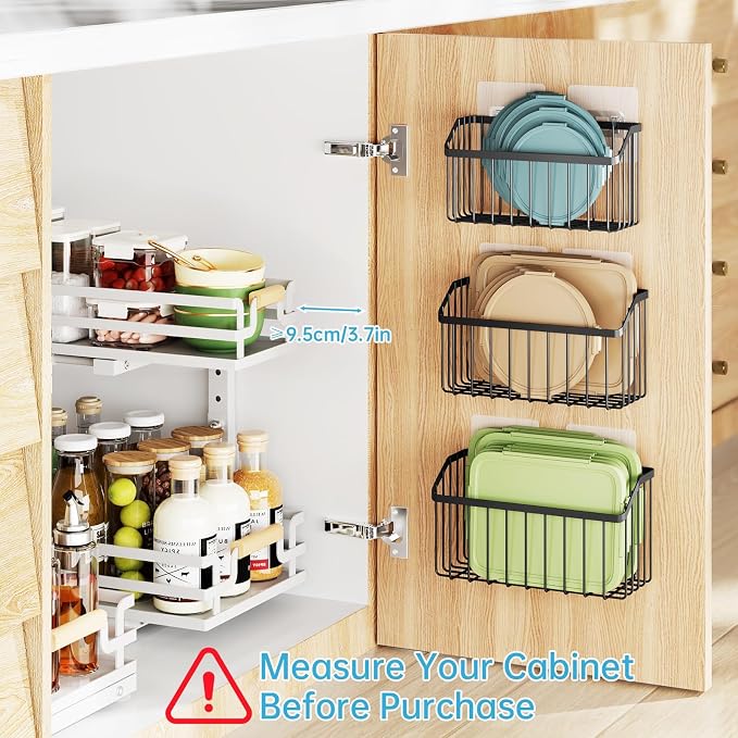 NiHome 5PC Cabinet Door Lid Organizer, Metal Basket for Tumbler Tupperware - Image 4