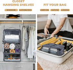Surblue Hanging Shelves Travel Storage Bag Compression Packing Cube for Suitcase Collapsible with Extension Layer Large Capacity, Grey,XL - Image 2