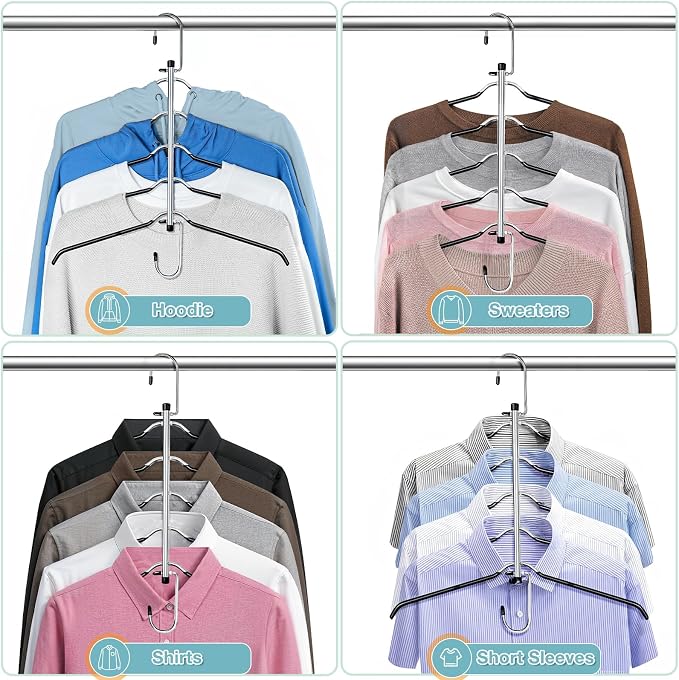 5 Tier Space Saving Shirt Hanger Non Slip Multi Blouse Hanger 4Pcs - Image 6