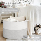 INDRESSME 115L Extra Large Woven Rope Blanket Basket Living Room, White - Image 5