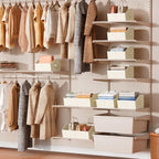 Homsorout Cube Storage Organizer - Large Bins with Handle, Trapezoid Organizing Baskets for Shelves, Decorative Storage Baskets for Clothes, Blankets, Books, 4 Pack, Beige - Image 3