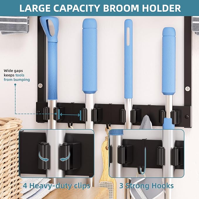 Wall Mount Broom Mop Holder - Image 4