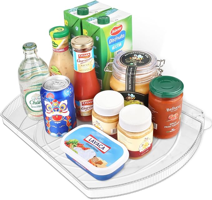 Lazy Susan Turntable for Refrigerator, Square Turntable Organizer for Fridge Cabinet, Pantry, Countertop | 16.5" x 11.1" (Rectangle 1 Pack - Clear) by FIRJOY