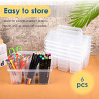 Plastic Caddy With Handle,Protable Classroom Craft Caddy, 6-pack Storage Caddy For Pencil,Pen,Craft Tools (Clear) - Image 4