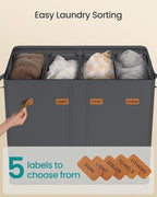 SONGMICS 210L Laundry Hamper, 4-Compartment Laundry Sorter with Lid - Image 4