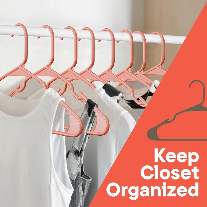 Plastic Clothes Hangers – Heavy Duty Hanger Set, for Organizing Clothes, Dresses, and Coat, Holds Up to 5 lbs, Space-Saving Hangers with Non-Slip Shoulder Grooves, Pack of 80, Brown - Image 5