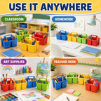 Hushee 16 Pack Mini Classroom Caddy with Handle 3 Compartments, 4 Color - Image 4