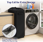 Optish 75L Slim Laundry Hamper, Large Laundry Basket With Handles, Black Narrow Laundry Basket for Dorm, Bedroom, Living Room, Collapsible Laundry Hamper - Image 4