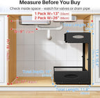 Under Sink Organizer, 2 Tier Pull Out Under Cabinet Organizer Shelf with Pad for Framed Cabinets, Metal Slide Out Under Sink Storage, Mesh Sliding Drawers for Kitchen Bathroom Laundry(Black, 1 Pack) - Image 2