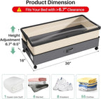 Kitstorack 4 Pack Height-adjustable Under Bed Storage with Wheels, Under Bed Storage Containers,Under Bed Shoe Storage Organizer with Clear Window&Label, Suitable for Clothes Storage, Beige & Gray - Image 2