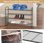 KEETDY 4-Tier Long Shoe Rack for Closet Metal Shoe Organizer for Entryway, Wide Stackable Shoe Storage Shelf with Sturdy Wire Grid for Closet Floor, Bedroom, Black - Image 4
