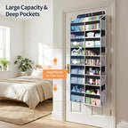 Yecaye 5 Tier Over The Door Organizer, Door Organizer with 10 Compartments | 20" W, Extra Large Behind Door Storage With 10 Side Pockets, 80lbs Heavy Duty, Clear Window, for Closet Bedroom Pantry, Black - Image 5