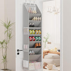 Criusia Shoe Organizer, Over the Door Shoe Organizer, Hanging Closet Shoe Storage with Large Deep Pockets, Fits 16–24 Pairs of Sneakers, Sandals, Boots, Gray - Image 8