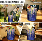 Flower Purple Laundry Basket Foldable Laundry Hamper With Handles Clothes Storage Bucket Organizer Laundry Bag For Bedroom Bathroom Laundry Storage 19.6 x 15.7 - Image 8