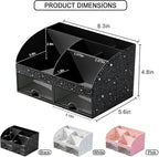 Bling Makeup Organizer with Drawers, Cosmetic Storage for Dresser Vanity and Bathroom Countertop, Beauty Holder for Lipstick Brush, Skincare Organizer for Vanity, Cosmetic Display Case Bling Black - Image 2