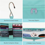 Surblue Hanging Closet Storage Bag Collapsible 3-Shelf Washable Oxford Fabric with 2 Hooks (L 11.41 * 11.41 * 19.68in, Aqua Blue) - Image 6