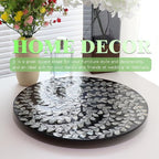 13.8" Mother of Pearl Lazy Susan Turnable Organizer, 360 Degree Round Table Countertop Decorative Spinning Tray for Kitchen Cabinet Counter Spice Pantry Dinner Table (Black Wicker) - Image 4