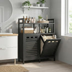 Homykic Tilt Out Laundry Hamper Cabinet, Bamboo Laundry Organizer, Black - Image 9