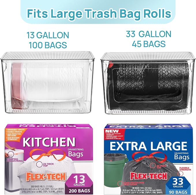 Vtopmart 1 Pack Clear Trash Bag Holder, Stackable Garbage Bag Dispenser - Image 3