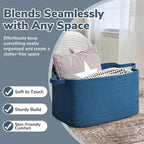 Goodpick Large Woven Rope Blanket Basket, Rectangle, Dark Blue - Image 5
