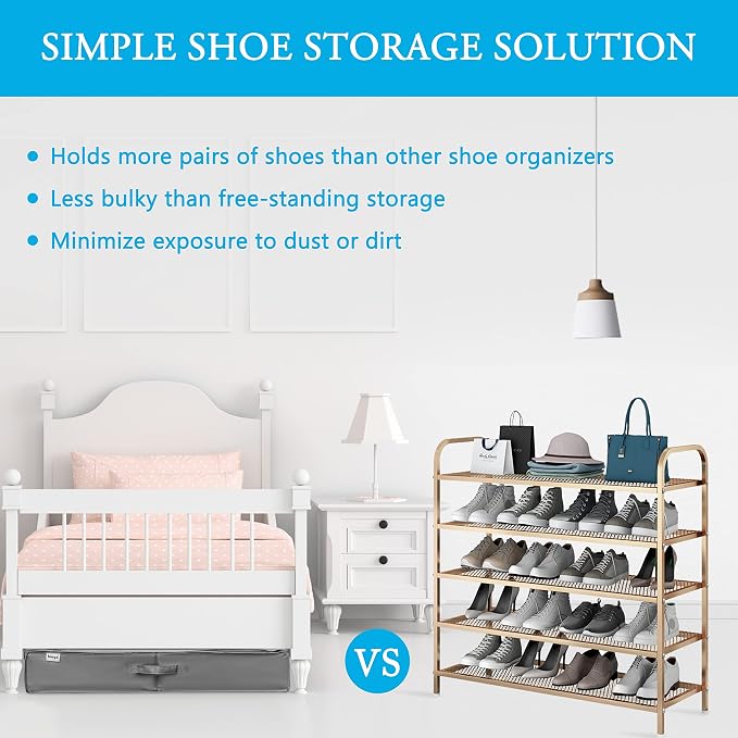 INAYA 2 Pack Under Bed Shoe Storage w/Hard Base, No Sagging, Holds 32 Pairs - Image 5