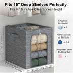 GoMaihe Blanket Storage Bins with Metal Frame for Closet, 55L 4-Pack Grey - Image 3