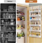 Pantry Door Organizers and Storage, 6-Tier Large Metal Heavy-Duty Frame Over the Door Spice Rack, 2 in 1 Wall-Mounted or Hanging shelf for Kitchen, Bathroom, Laundry Room, Bedroom, Closet &Nursery - Image 7