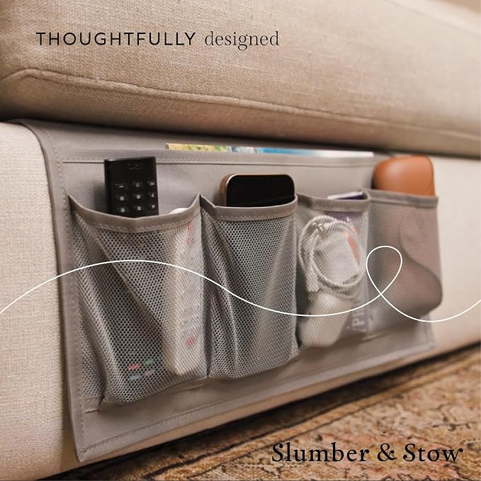 Houseify Slumber & Stow Hanging Bedside Caddy Organizer, 5 Pockets - Image 6