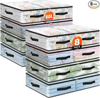 8 Pack Under Bed Storage Bags, 60L Foldable Clear Containers with Handles | Dual Zipper Storage Bins for Comforters, Bedding, Blankets, Closet Organizer for Clothes, Linen Sheets, Sweaters by Unknown