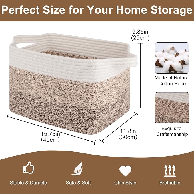 OIASKET Storage Basket for Organizing 3 Pack, Woven Baskets for Storage - Image 2