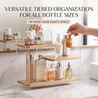3-Tier Acrylic & Wood Bathroom Vanity Countertop Organizer Shelf - Image 3