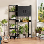 K2 Heavy Duty 7-Tier Over The Toilet Storage Cabinet（with Magnetic Doors & Adjustable Feet） Freestanding Above Toilet Shelf，Space Saver Bathroom Organizer 9.3" D x 31.5" W x 67.2" H，Black - Image 8