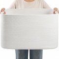 Large Laundry Basket/Hamper, 22"x17"x12", White by Hobasket