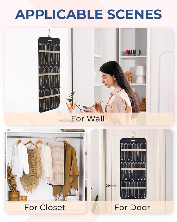 BAGSMART Hanging Necklaces Organizer Jewelry Holder, 1 piece, Large Black - Image 6