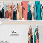 MORALVE Skirt Hangers Space Saving with Clips - 2 Pack - European Beechwood 5-Tier Hanger for Shorts, Skirts, and Pants - Closet Organizer and Storage Solution for Women with 360° Swivel Hook - Image 3