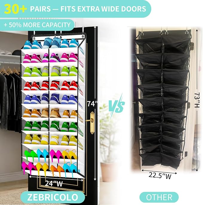Shoe Rack for Door, Over Door Shoe Organizer for Closet - Image 2