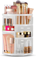 Masirs 360 Rotating Makeup Organizer Countertop, Adjustable Shelf, White by Masirs