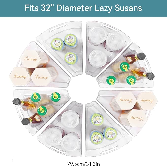 Oubonun Lazy Susan Cabinet Organizer Bins for Kitchen 8 Pack, 1/8 Wedge - Image 2