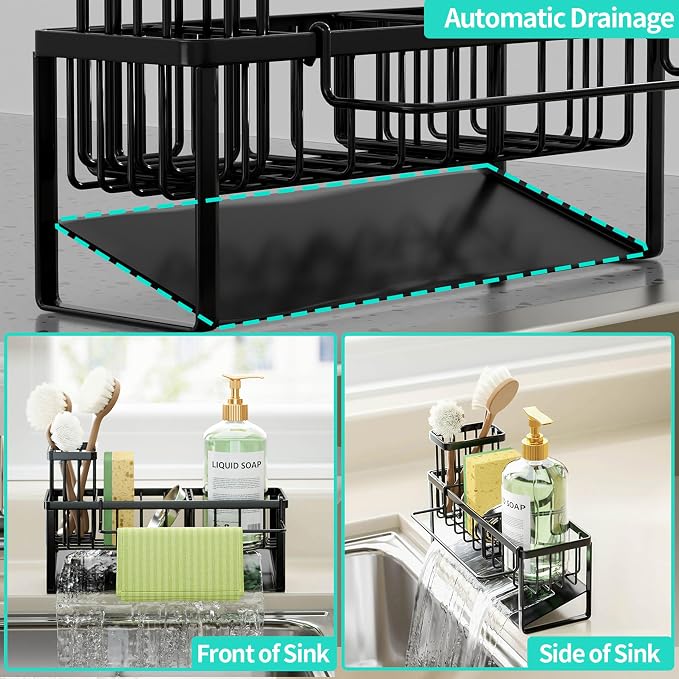 HapiRm Sponge Holder for Kitchen Sink - Self-draining Rustproof Organizer - Image 2