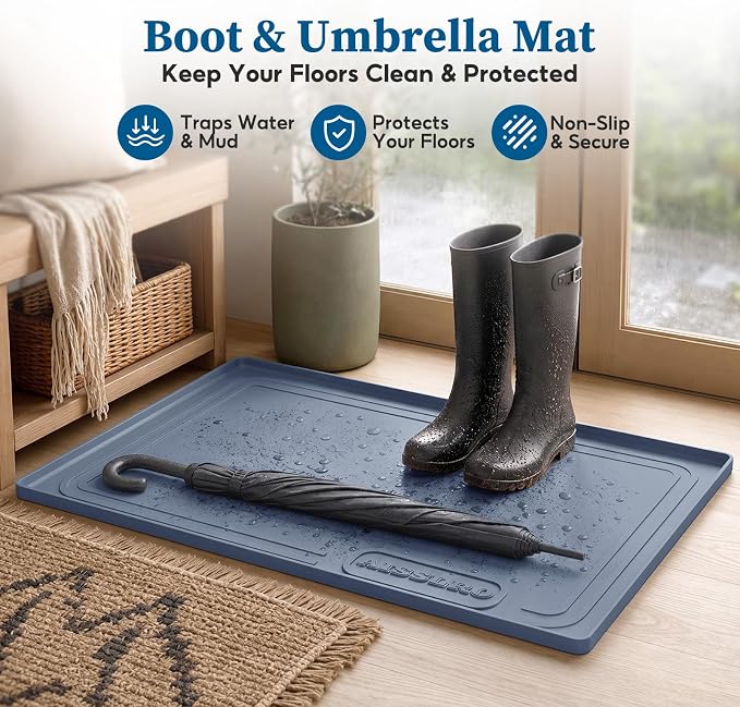 Waterproof Under Sink Mat 28"x19", Silicone Mat, Dark Blue - Image 7