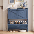 VASAGLE Narrow Shoe Storage Cabinet Organizer with 2 Flip Drawers | Freestanding Shoe Rack, Fits 14 to 16 Pairs, for Entryway, Farmhouse Style, Rustic Blue, HAINS Collection UHSC203QR01S by VASAGLEbySONGMICSHOME